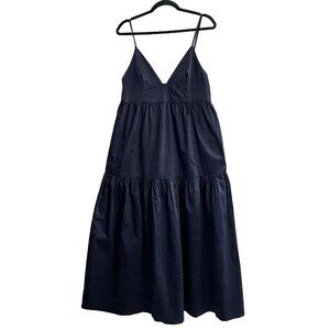 MODERN CITIZEN Women Maxi Dress Sleeveless V Neck Tiered Sz L Navy Blue 32-14